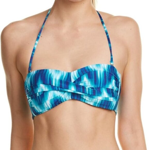 La Blanca Stripe Halter Bikini Top – Blue/White – Size Small – EUC - Picture 1 of 12